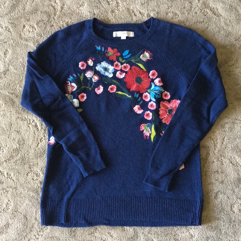 Loft wool blend embroidered sweater